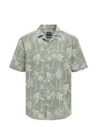 ONLY & SONS Onscaiden Ss Reg Hawaii Aop Linen Noos Khaki Green