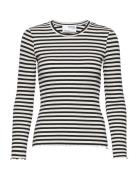 Selected Femme Slfanna Ls Crew Neck Tee Str Noos Svart