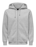 ONLY & SONS Onsceres Zip Thr. Hoodie Sweat Noos Grå