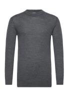 Knowledge Cotton Apparel Regular Merino Knit Crew Neck Grå