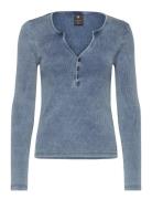 G-Star RAW Deep V Indigo Henley Slim L\S Wmn Blå