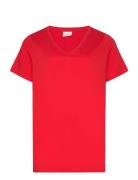 ONLY Carmakoma Carbonnie Life S/S V-Neck A-Shape Tee Röd