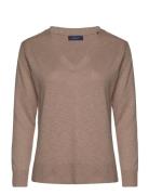 GANT Linen-Blend V-Neck Brun