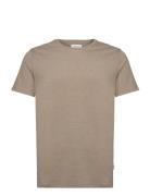 Lindbergh Mouliné O-Neck Tee S/S Brun