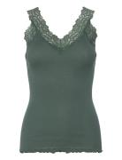 Rosemunde Organic Top W/ Lace Khaki Green