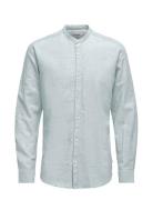 ONLY & SONS Onscaiden Ls Solid Linen Mao Shirt Noos Blå