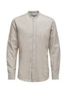 ONLY & SONS Onscaiden Ls Solid Linen Mao Shirt Noos Grå