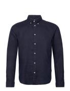 Les Deux Kristian Linen B.d. Shirt Marinblå