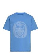 Knowledge Cotton Apparel Regular Fit Owl Chest Print - Gots/ Blå