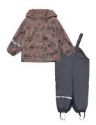 CeLaVi Rainwear Set -Aop, W.fleece Multi/patterned