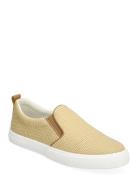 Lauren Ralph Lauren Haddley Leather-Trim Straw Sneaker Beige