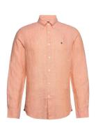 Morris Douglas Linen Ss Shirt-Classic Fit Orange