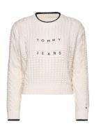 Tommy Jeans Tjw Bubble Cable Flag Crew Kräm