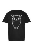 Knowledge Cotton Apparel Big Owl T-Shirt - Gots/Vegan Svart