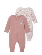 Name It Nbfnightsuit 2P Zip Rosette Flower Noos Rosa