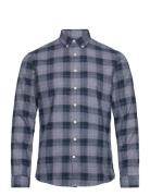 Lindbergh Twisted Yarn Checked Shirt L/S Blå