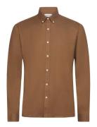 Lindbergh Yarn Dyed Oxford Superflex Shirt Brun