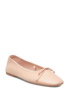 Mango Bow Leather Ballerina Rosa