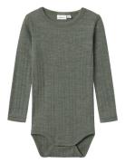 Name It Nmmwang Wool Needle Ls Body Solid Noos Grön