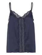 Lindex Camisole Lace Satin Marinblå