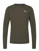 PUMA Run Favorite Ls Tee M Khaki Green