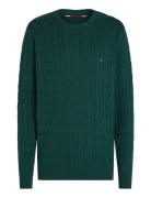 Tommy Hilfiger Classic Cotton Cable Crew Neck Grön