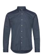 Lindbergh Yarn Dyed Oxford Superflex Shirt L/ Blå