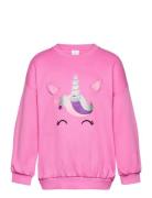 Lindex Sweatshirt Unicorn Face Rosa