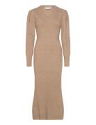 Vero Moda Vmangalina Ls V-Neck 7/8 Knit Dress Vma Beige