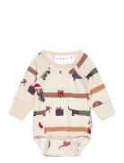 Geggamoja Bamboo Body L.s Santa Dogs Kräm