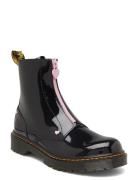 Dr. Martens Bex Heart Zip Boot Y Black+Pale Pink Patent Lamper Svart