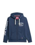 Superdry Track & Field Graphic Ziphood Blå