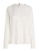 Tommy Hilfiger Fluid Viscose V-Neck Rlxd Blouse Vit