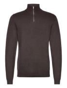 Lindbergh Half Zip Mélange Knit Brun