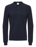 ONLY & SONS Onsphill Reg 12 Rib Ls Polo Knit Marinblå