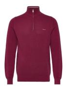 GANT Cotton Pique Half Zip Burgundy