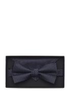 Lindbergh Black Polyester Bow Tie With Dots Marinblå