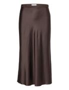 Ahlvar Gallery Hana Satin Silk Skirt Brun