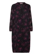 ONLY Carmakoma Carmelena L/S V-Neck Midi Dress Aop Svart