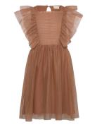 Minymo Dress Mesh W. Glitter Brun