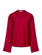 Ahlvar Gallery Nina V-Neck Silk Blouse Röd