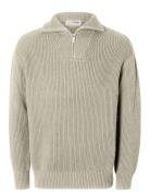 Selected Homme Slhdry Ls Knit Relaxed Half Zip Kräm