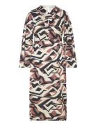 Malina Lindsey Long Sleeved Satin Midi Dress Multi/patterned