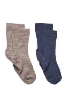 Lindex 2-Pack Strumpor I Ullblandning Marinblå