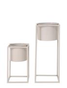 House Nordic Mette - Flowerpots, Steel, Beige Grey, Set Of 2 Beige