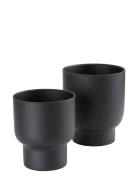 House Nordic Liv - Flowerpots, Metal, Black, Set Of 2 Svart