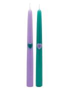 Anna + Nina Tough Love Green/Purple Candle Set Of 2 Multi/patterned