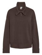 YAS Yasfonny Ls Zip Knit Pullover S. - D2D Brun