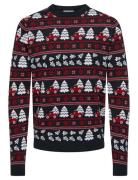 ONLY & SONS Onsxmas Reg 5 Jaq Crew Knit Marinblå