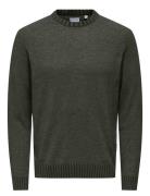 ONLY & SONS Onseddy Reg 7 Wool Crew Knit Khaki Green